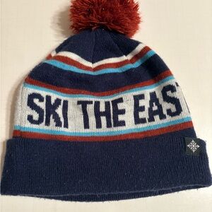 Ski The East Pom Beanie Navy/Rust/Light Blue/White Unisex Hat